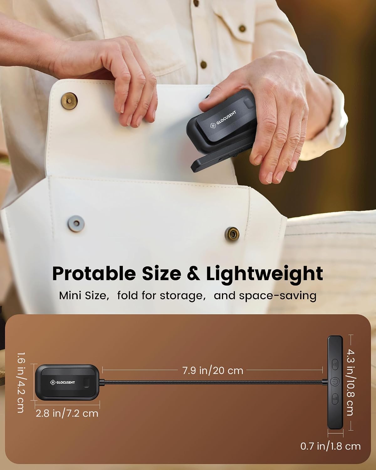 Glocusent 26 LED Reading Lights for Books in Bed, Ideal Gifts for Reader | Rechargeable Book Light, Eye Caring 5 Amber Colors Stepless Dimming, Travel Lightweight Clip-on, Book Lovers Men Women Kids