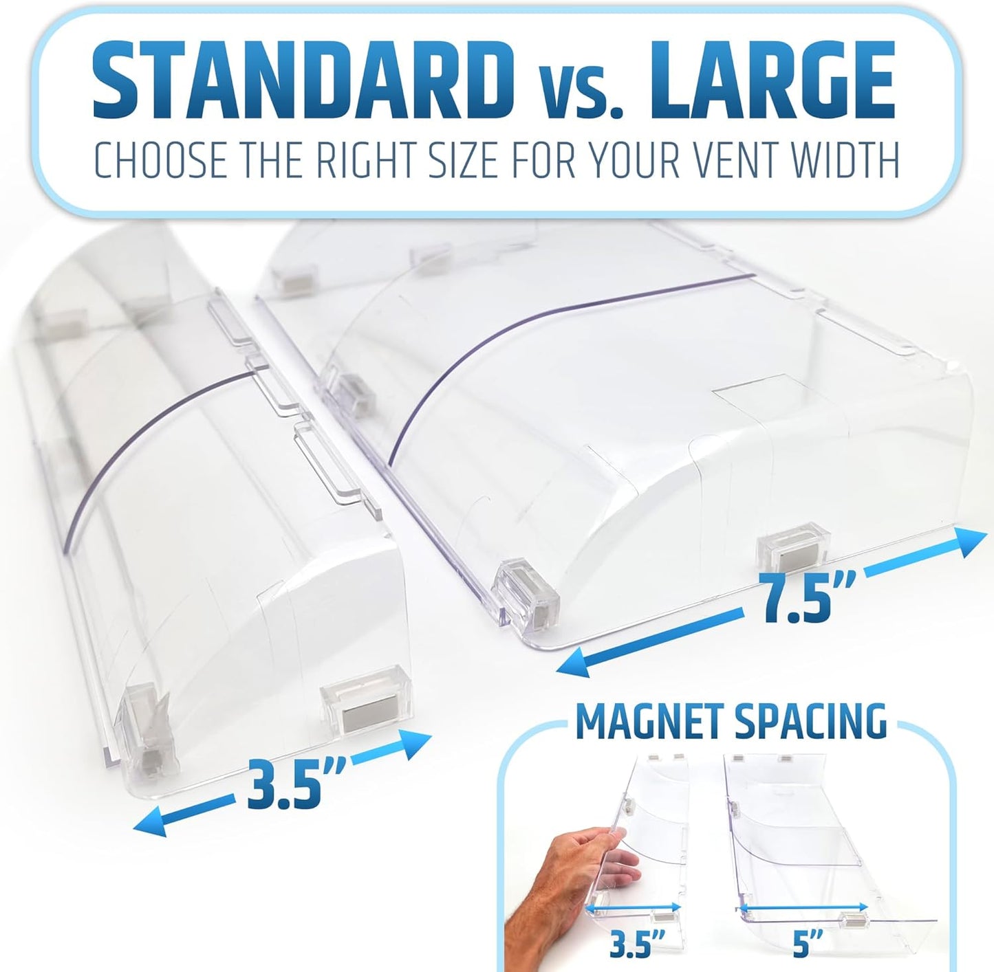 Larger (New Version) 7.5" Magnetic Vent Air & Heat Deflector (2 Pack) for Ceiling, Floor & Wall - Will Never Fall Off - Adjustable from 9.2” - 16” - Super Strong Neodymium Magnets Upgraded Design