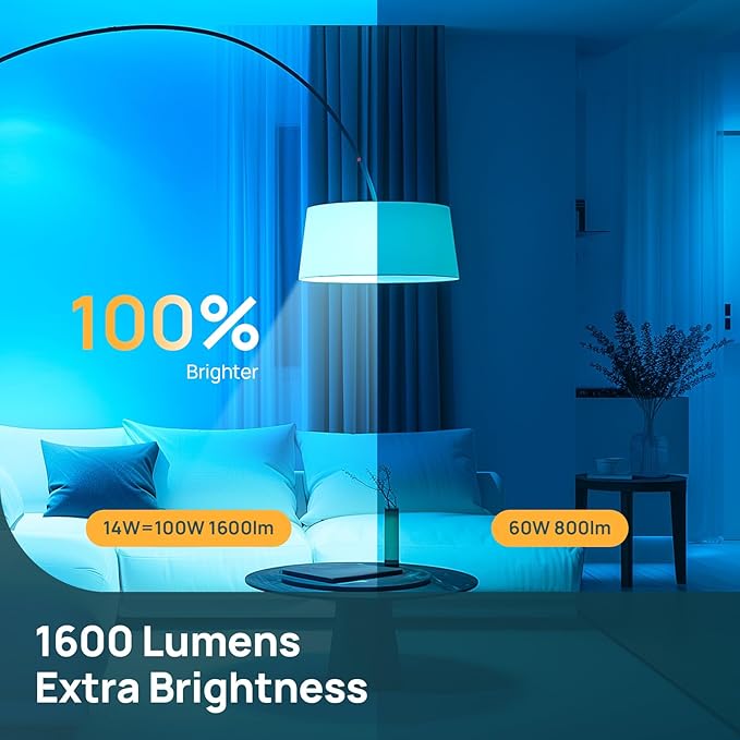 Linkind Matter Smart Light Bulb, 1600LM 100W Smart Bulbs Work - Image 3