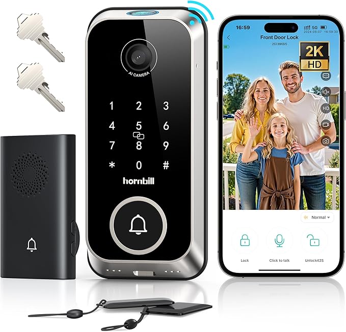 Hornbill Video Smart Lock with Camera: 10-in-1 Ring+2K by hornbill