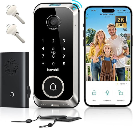 Hornbill Video Smart Lock with Camera: 10-in-1 Ring+2K by hornbill