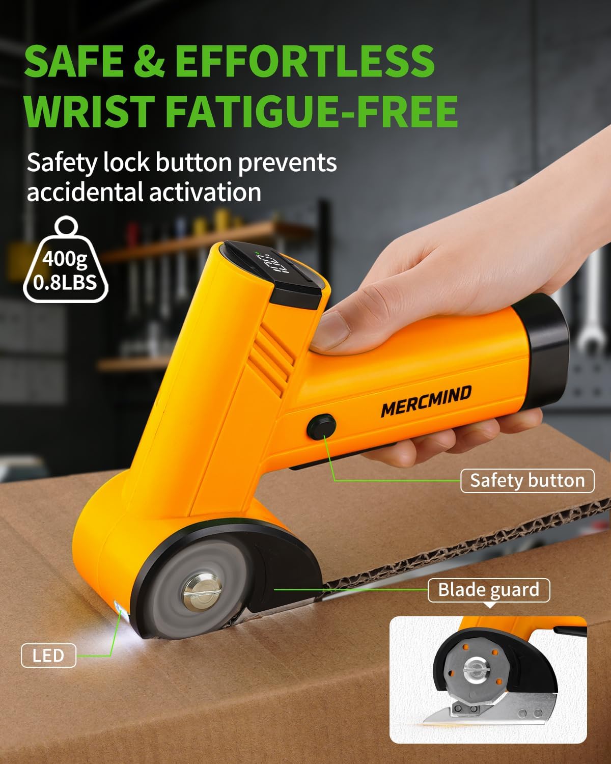 Electric Fabric/Cardboard Cutter, Precise Cut, Eases Wrist Fatigue | for Home, Warehouse And Diy, Ideal for Seniors, Women, Tailors and Crafters Cut Fabric, Leather, Box and Packaging- Yellow
