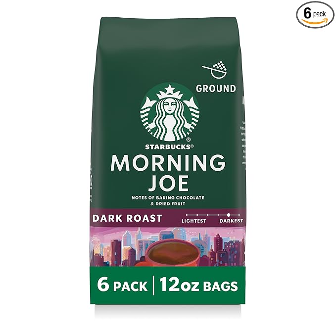 Starbucks Ground Coffee, Dark Roast Hot or Iced Coffee, Morning Joe, Six 12 oz by StarbucksCoffee