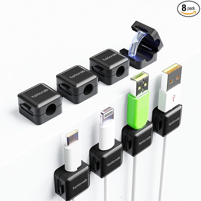 8-Pack Magnetic Cable Clips, Adhesive Cord Holder by Yaticrab