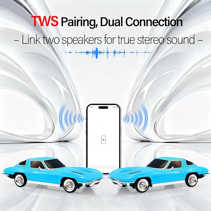 WSTER Retro American Style car Bluetooth Speaker, Portable Wireless Outdoor - Image 3
