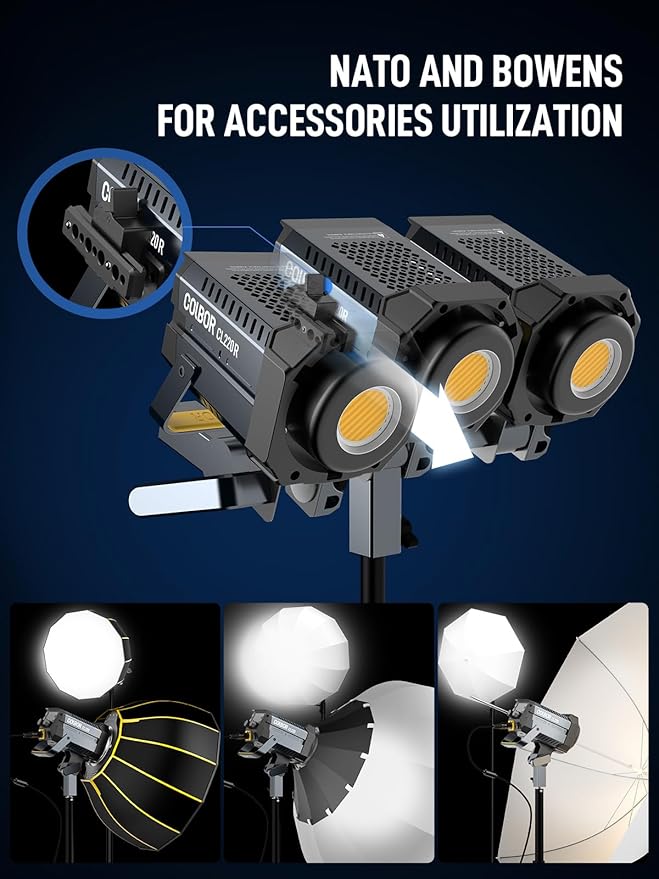 Video Light, COLBOR CL220R RGB 250W Max Continuous Lighting 2700-6500K CRI97+ 31 - Image 8