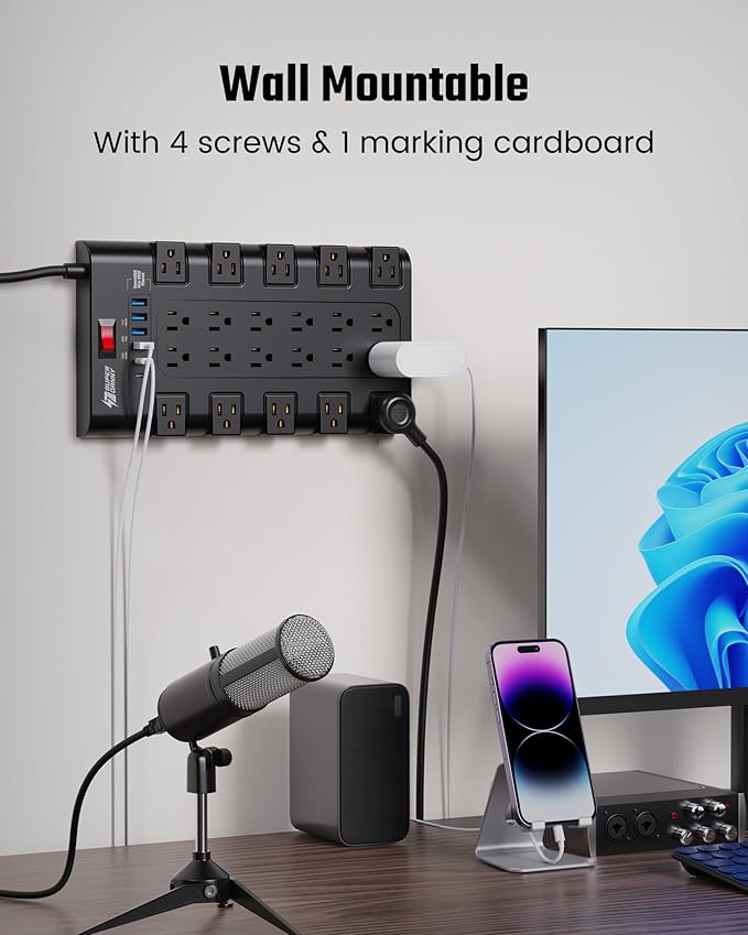 Surge Protector Power Strip, SUPERDANNY Charging Station 22 Outlets - Image 7