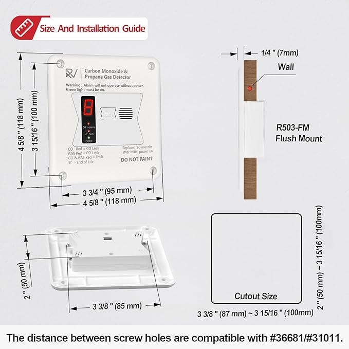 RV Carbon Monoxide and Propane Detector, 2 in 1 Dual CO/LP Gas Alarm, Replace - Image 5