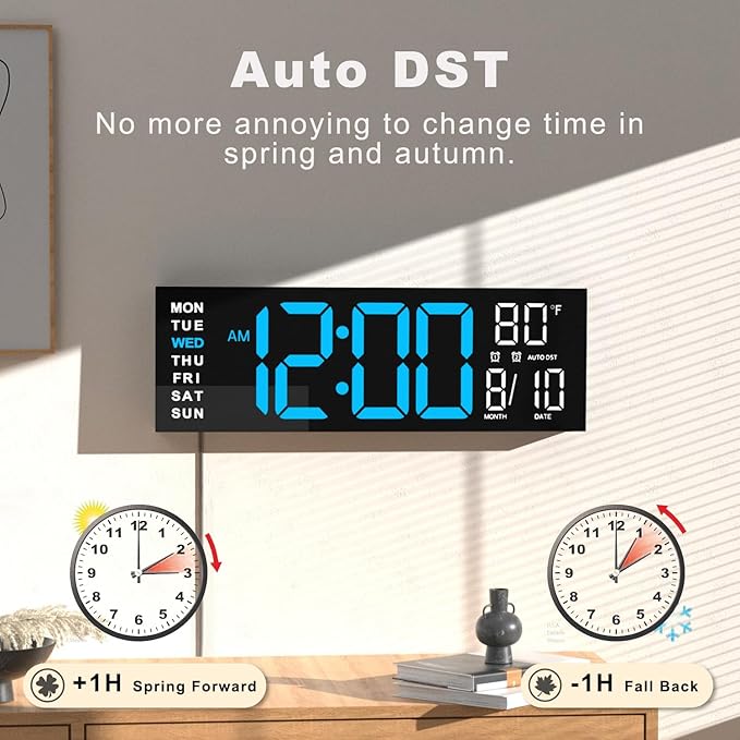 JALL 16" Large Digital Wall Mount Clock, Count Down Timer, Big LED, RGB Color - Image 5