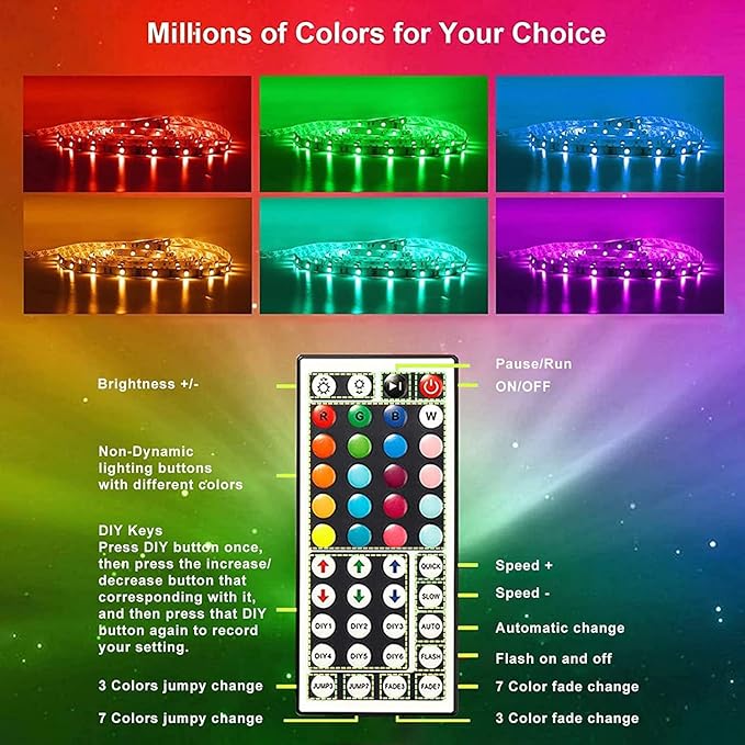 CHARKEE LED Lights for Bedroom 100 ft, Color Changing LED Strip Lights - Image 5