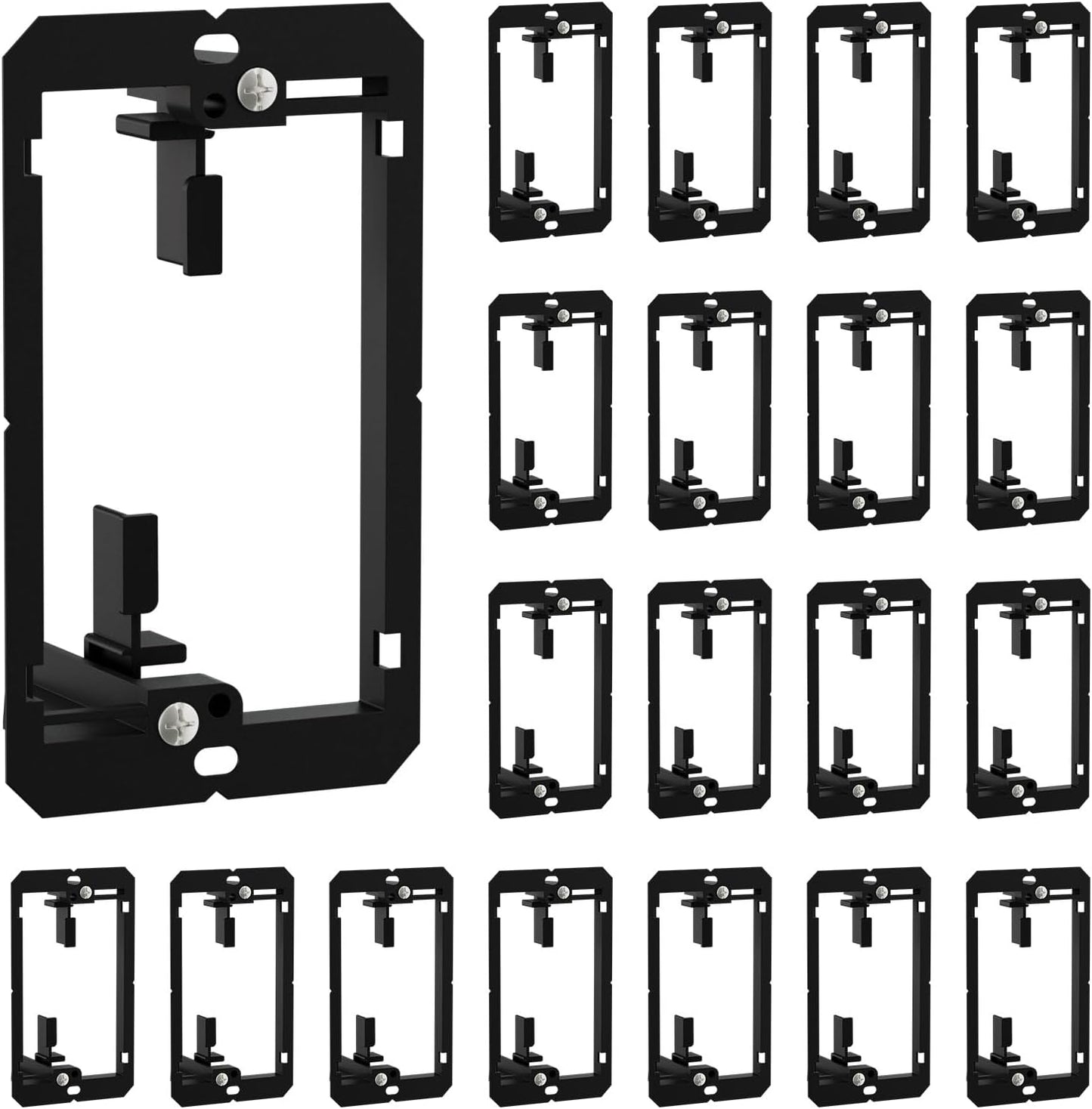 FGB 1 Gang Low Voltage Mounting Bracket, Black, 20-Pack | 1-Gang Low Voltage Box Brackets for Single Gang Wall Plate, Telephone Wires, Network Cables, HDMI, Coaxial, Speaker Cables