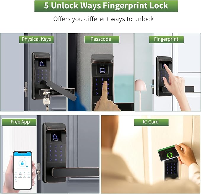 Harfo Smart Door Lock, Heavy Duty 5 in 1 Keyless Entry Door Lock, Full App - Image 3