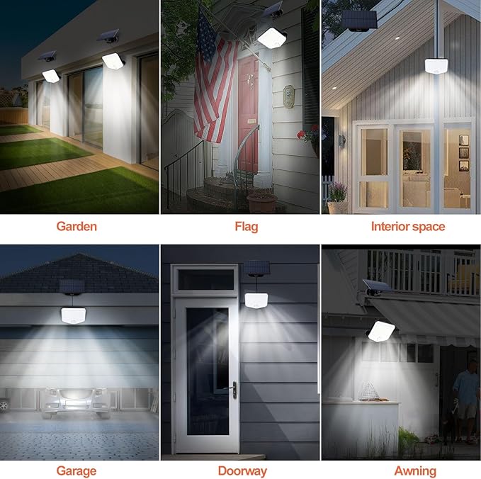 JumJam 153 LED Solar Wall Lights, 180° Beam Angle Security Lights Outdoor - Image 6