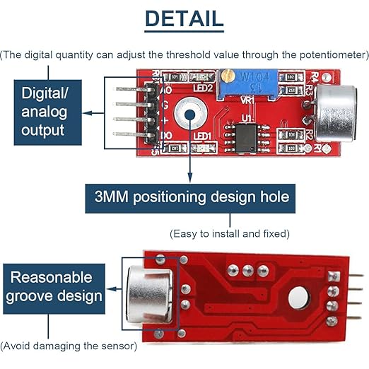 DAOKAI 5PCS High Sensitivity Microphone Sensor Module Two Channels Sound - Image 3