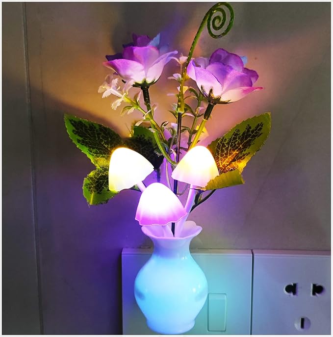 AUSAYE 3Pack Sensor Night Lights Plug into Wall Rose Flower Light, Led Lamp - Image 7