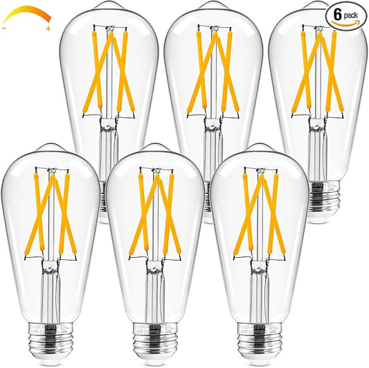Hizashi LED Edison Bulbs Dimmable, E26 LED Bulb 60 watt, 2700K Soft Warm White by HIZASHI
