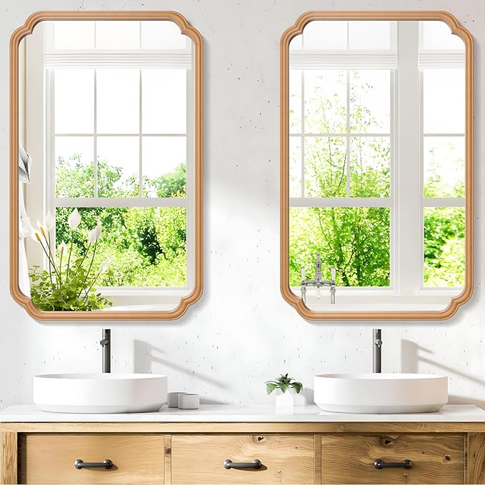 30"x48" Wood Bathroom Mirror for Wall, Large Wood Bathroom Vanity Mirror - Image 2