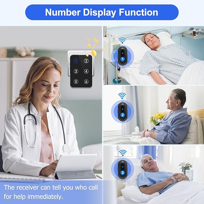 Wireless Caregiver Pager Call Button Nurse Call System 500Ft Range - Image 2