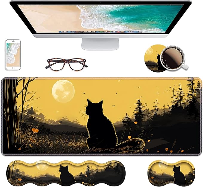 Ergonomic Keyboard Wrist Rest & Mouse Pad Wrist Rest Set, Large XXL Gaming Desk by Unknown
