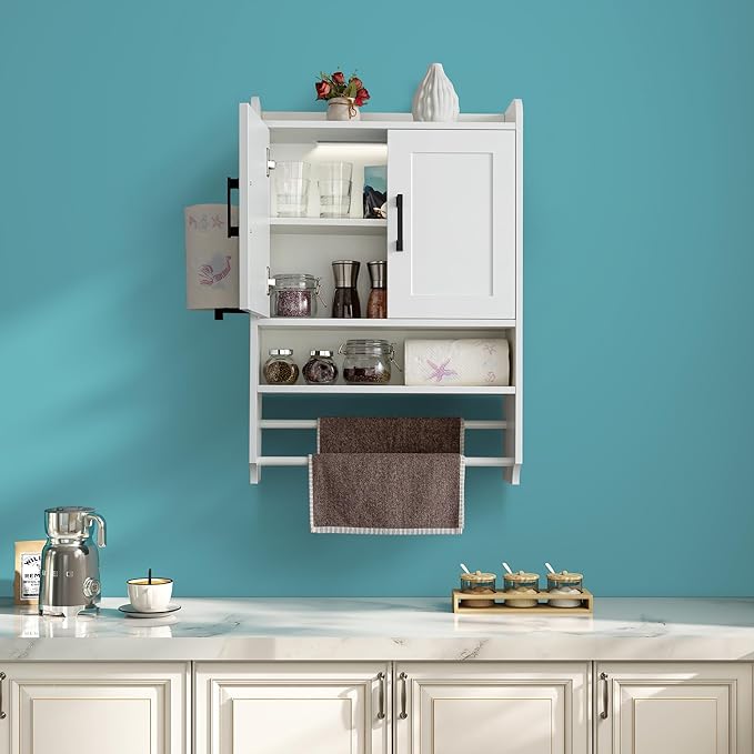 Bathroom Wall Cabinet with Door, Over The Toilet Wood Hanging Medicine Cabinets by VANIRROR