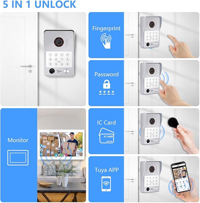 Wired Video Door Phone Apartment Intercom System, 7 Inch Touch Monitor - Image 2
