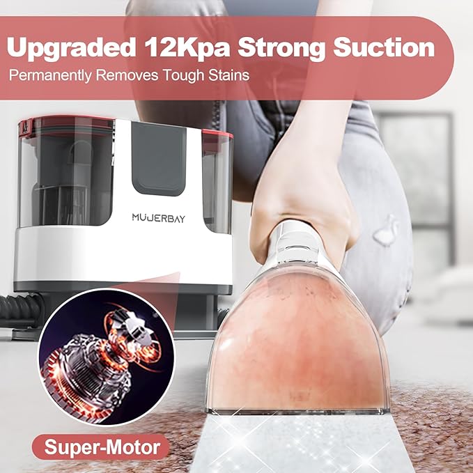 Upholstery Carpet Cleaner, MUJERBAY 12Kpa Portable Spot & Stain Cleaner - Image 2