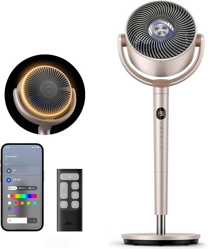 Dreo Smart Fans for Bedroom, 120° +120° Omni-Directional Oscillating Fan by DREO