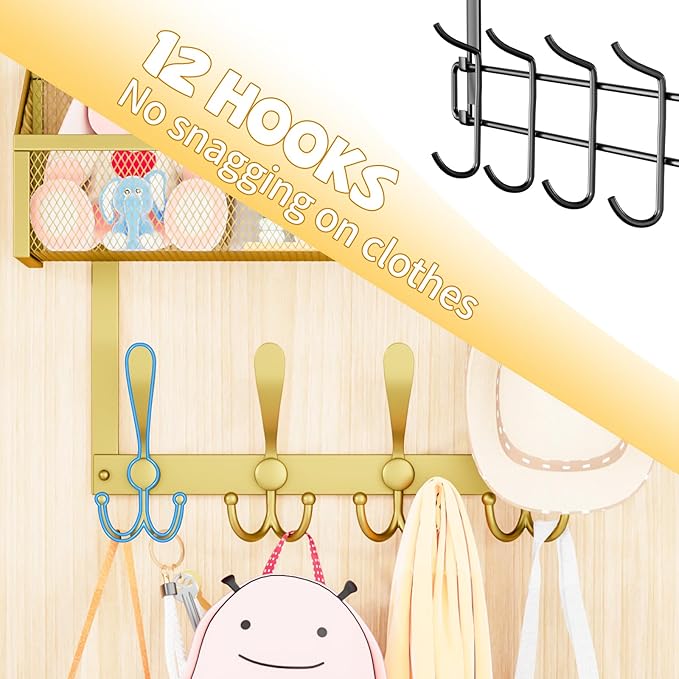 Kaiferty Over The Door Hooks Organizer, Coat Rack Over The Door Storage Hanger - Image 4