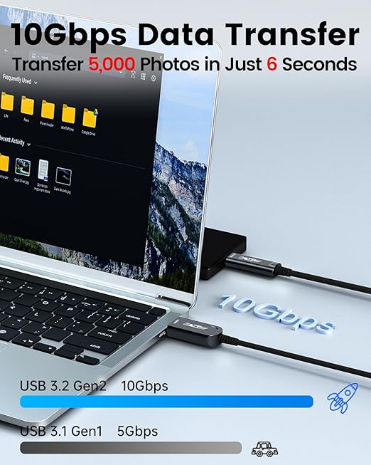 GeoHN.G USB A to USB C Fiber Optic Cable 50M/165FT, USB 3.2 10Gbps Long - Image 2