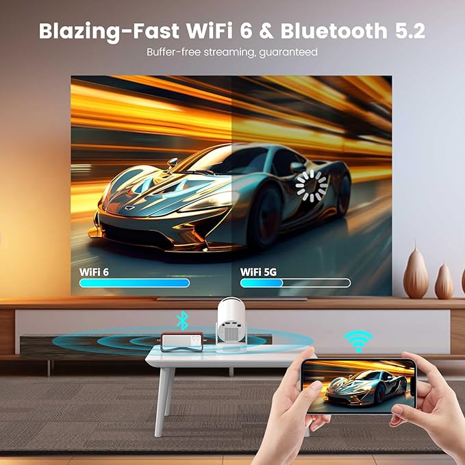 Mini Portable Projector with Wifi6 and Bluetooth, 4K Projector Support 5w Sound - Image 6