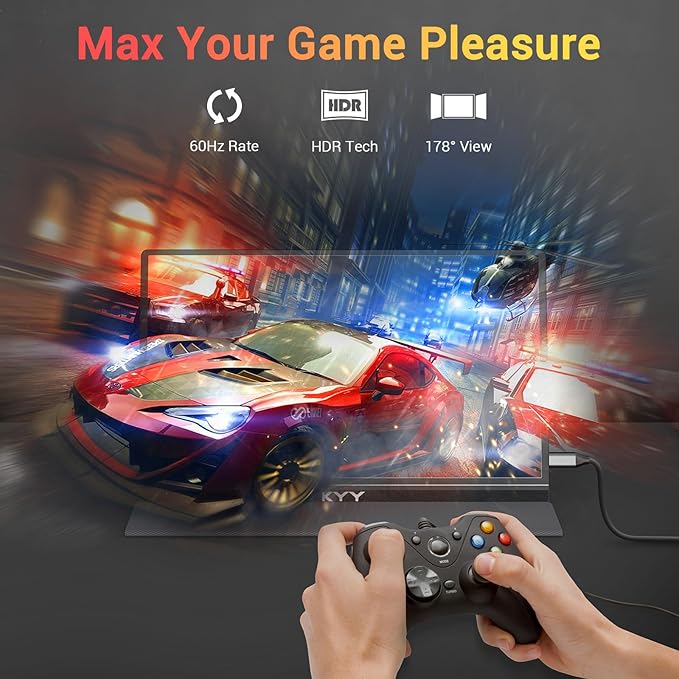 KYY Portable Monitor 15.6'' FHD 1080P USB C HDMI Gaming Monitor Ultra-Slim IPS - Image 5