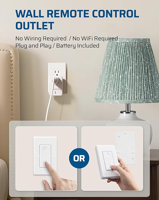 DEWENWILS Wireless Remote Wall Switch and Outlet, Plug in Remote Control Outlet - Image 2