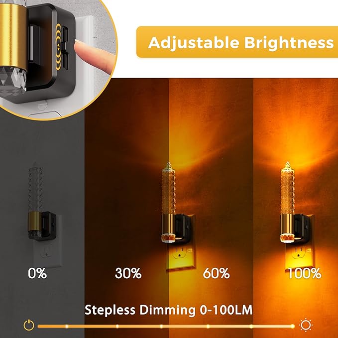 L LOHAS LED Night Light, Amber Candle Night Lights Plug into Wall, 2 Pack 0-100 - Image 4