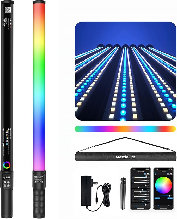 Mettlelite LS800C RGB LED Light Stick Full Color Continuous Output Video Light by Mettlelite