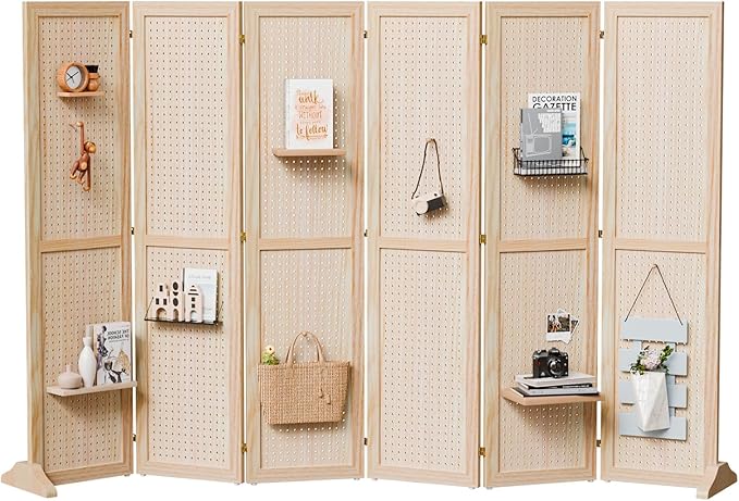 Bonnlo 4/6 Panel Pegboard Freestanding, 5 FT Portable Display Board Organizer by Bonnlo
