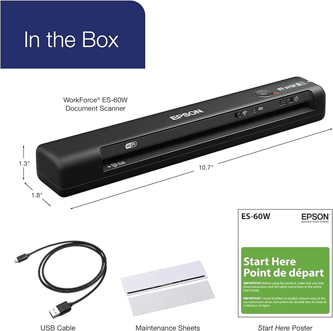 Epson Workforce ES-60W Wireless Portable Sheet-fed Document Scanner - Image 7