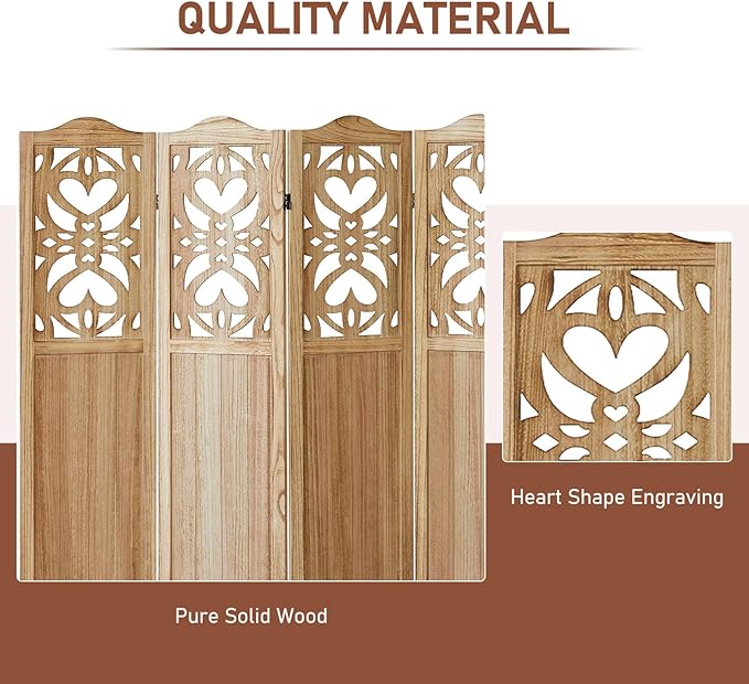 ALeesing 4 Panel Room Divider Fully Assembled, Carved Room Dividers and Folding - Image 5