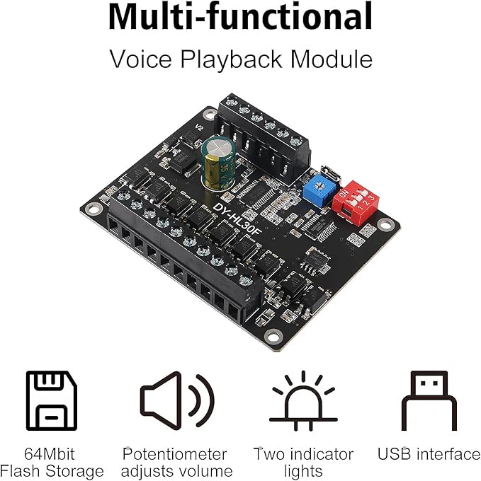 AITIAO 1PCS 30W Voice Playback Module, DC 9-24V Sound Module Music Player Voice - Image 5