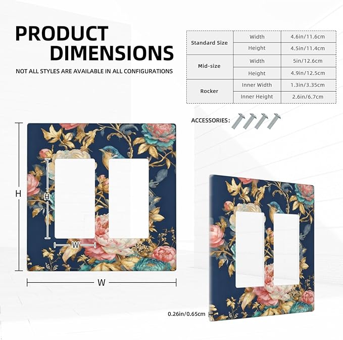 Bvtewkhz Floral Birds Morris 2 Gang Double Rocker Decorative Outlet Covers - Image 5