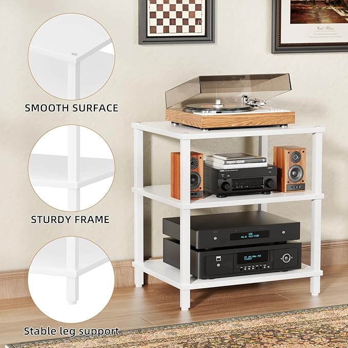 LELELINKY 3-Tier AV Media Player Stand Set of 2, Wooden TV Stand, Game Console - Image 4