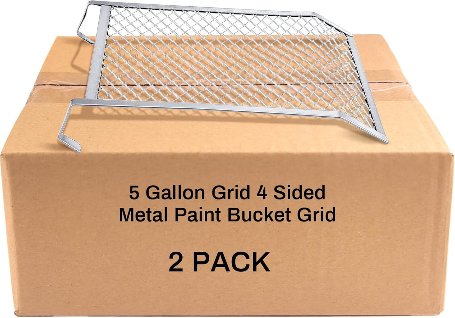 Landhoow 2 Pcs Paint Roller Grid 4 Sided Metal Bucket Grid Heavy Duty Paint Screen for Buckets, Silver (5 Gallon)