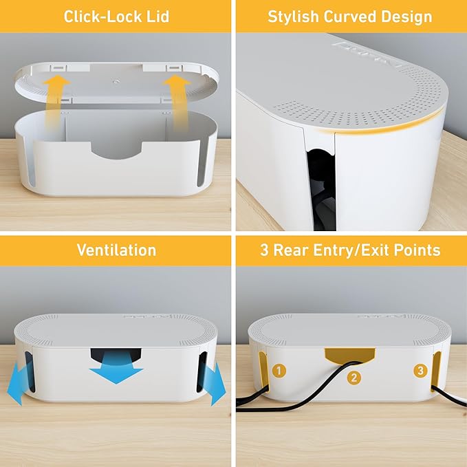D-Line Cable Management Box, Power Strip Holder, Floor Outlet Hiders, Desk Cord - Image 5
