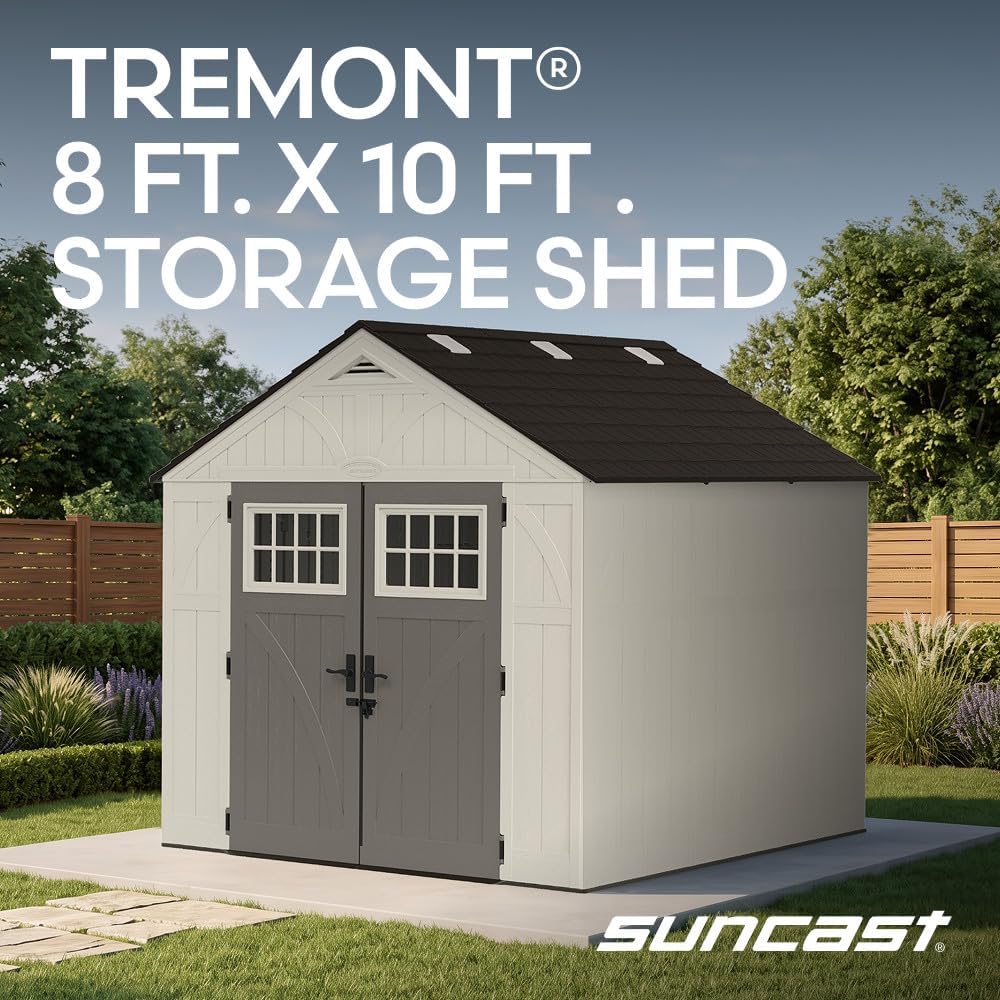 suncast 8x10 ft. outdoor storage shed - large shown in use