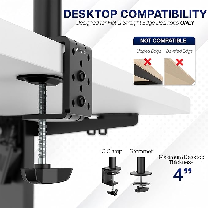 VIVO Extra Tall Single Monitor Desk Mount, 39 inch Pole VESA Stand - Image 7
