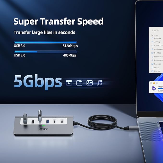 USB C Hub, Mosirui 9 in 1 USB C Hub Multiport Adapter - Image 5