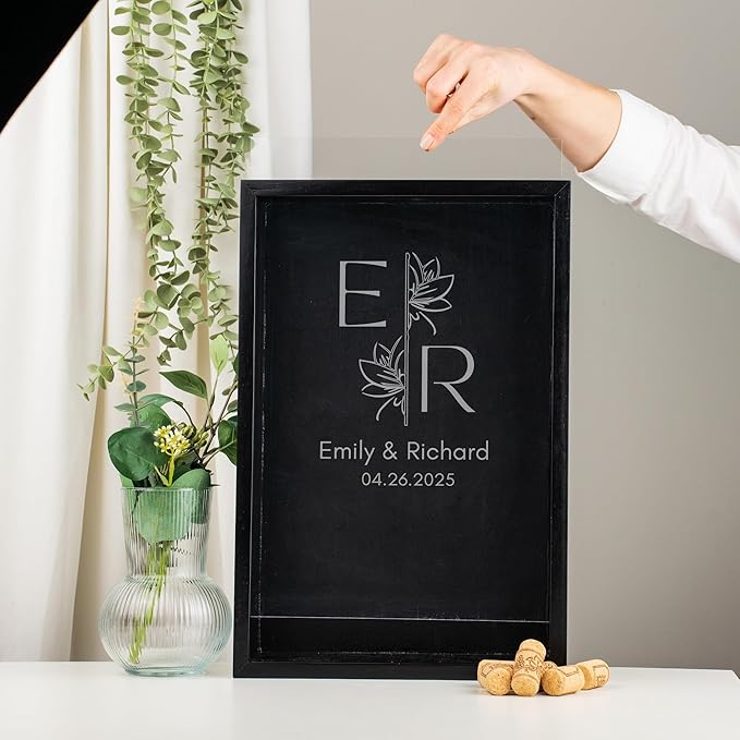 ARYCRAFTS Personalized Wooden Wine Cork Holder Shadow Box – Custom Engraved - Image 2