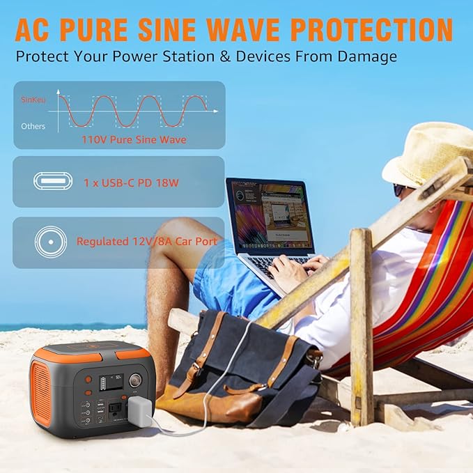 SinKeu 300W Portable Power Station, 260Wh/70400mAh Outdoor Solar Generator - Image 4