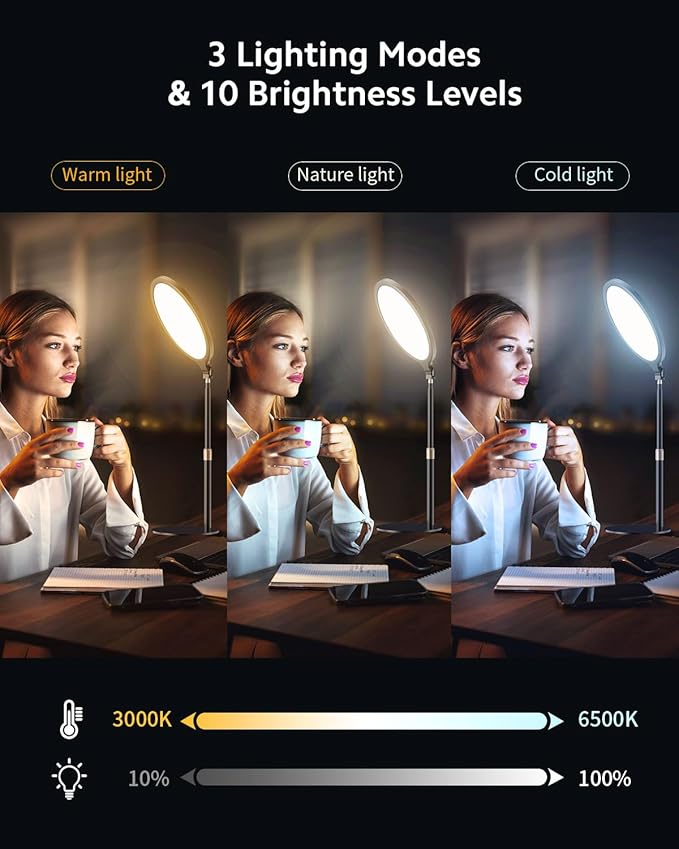 Ring Light with Stand for Zoom Meetings, 360° Rotate 10.5" Zoom Lighting for - Image 4