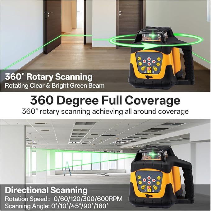 Self-Leveling Green Rotary Laser Level Kit, 2000ft Range - Image 4