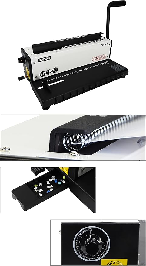 Rayson TD1202 Binding Machine, 3:1 Pitch Wire Binder, Punching 12 - Image 5